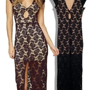 Nightcap Black and Cream Lace Maxi Dress